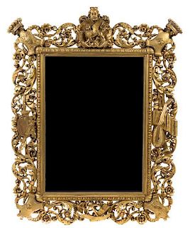 A Continental Giltwood Mirror Height 49 x width 38 inches.