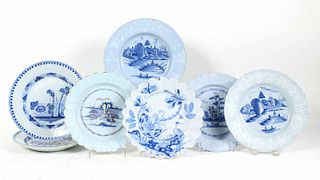 Seven Tin-Glazed Earthenware Delft Plates