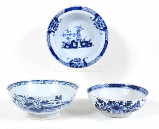Three Tin-Glazed Earthenware Bowls