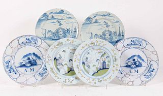 3 Pairs of Delft Tin-Glazed Earthenware Plates