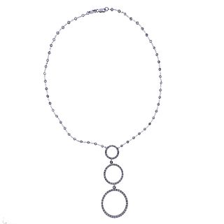 Platinum Diamond Circle Drop Pendant Necklace