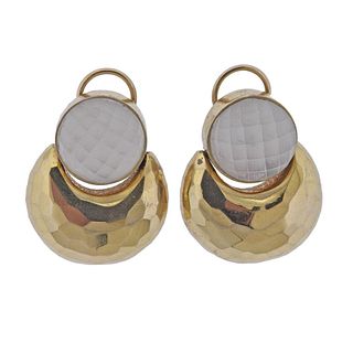 Retro 14K Gold Rock Crystal Earrings