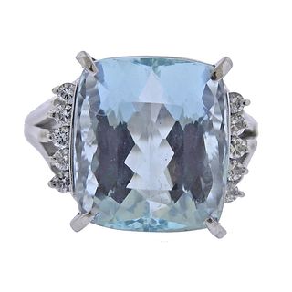 12.33ct Aquamarine Diamond Platinum Ring