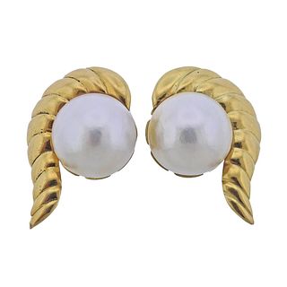 18k Gold Mabe Pearl Earrings