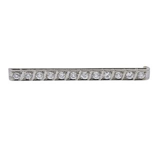 Tiffany & Co Art Deco Platinum Gold Diamond Bar Pin