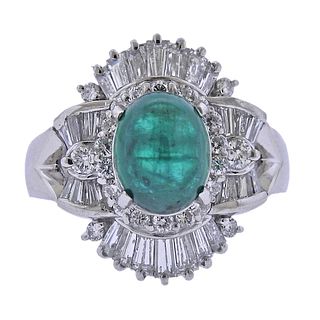 2.47ct Emerald Diamond Platinum Ring