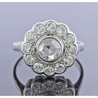 14k Gold Rose Cut Diamond Engagement Ring