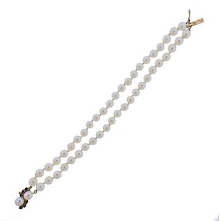 14k Gold Sapphire Pearl Bracelet