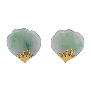 Tiffany & Co. Jade Petal Gold Earrings