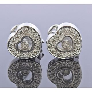 18k Gold Diamond Heart Earrings