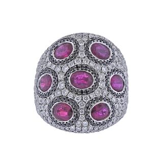 3.05ct Ruby Diamond Gold Cocktail Ring
