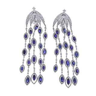 6.43ctw Diamond Sapphire Chandelier Earrings