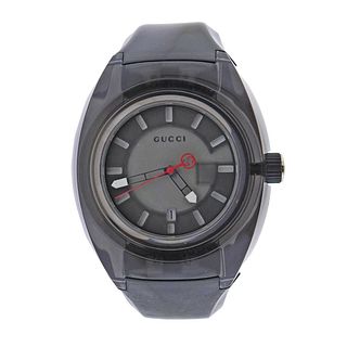 Gucci Swiss Sync Black Grey Rubber Watch YA137111
