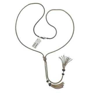 John Hardy Silver Black Sapphire Tassel Necklace