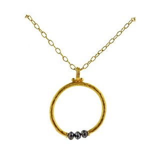 Gurhan Round Glow Gold Black Diamond Pendant Necklace