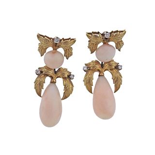 1960s Gold Coral Diamond Night & Day Earrings
