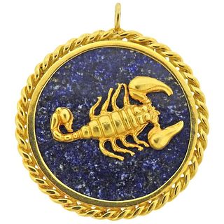 Lapis Lazuli Gold Scorpio Zodiac Sign Pendant