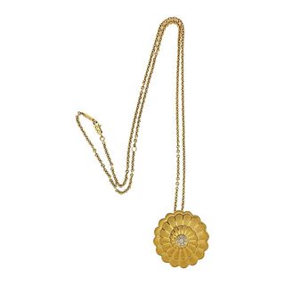 Carrera y Carrera Afrotita Diamond Gold Swirl Pendant Necklace