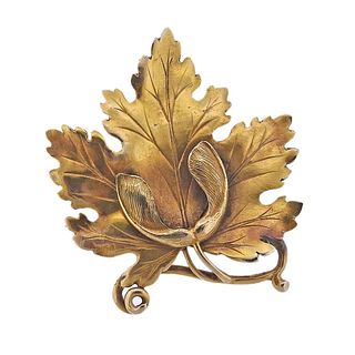 Vintage 14k Gold Leaf Brooch Pin