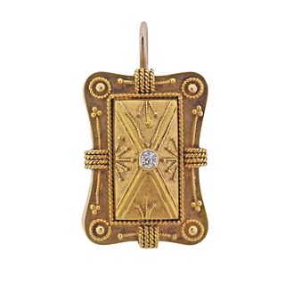 Antique Victorian 14k Gold Diamond Pendant