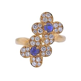 Van Cleef & Arpels Gold Diamond Sapphire Flower Ring
