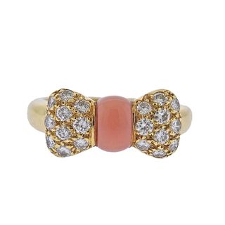 Van Cleef & Arpels Diamond Coral Bow Gold RIng