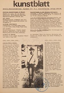   Kunstblatt. Aktuelle Kunstinformationen. Von Joseph Beuys signiert und gestempelt. (Kassel), September 1977. 4 Bll.