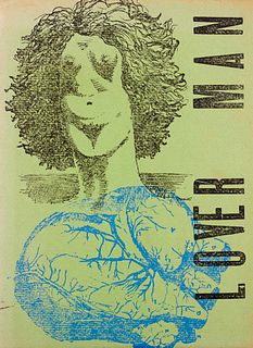 Hollo, Anselm Lover Man. Mit Deckelillustration von René Magritte. (NY, Dead Language, 1962). 8°. 12. S. auf Leporello.