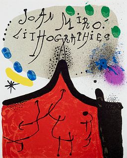 Miró, Joan Lithographe (Bd. 1) bzw. Der Lithograph (Bde. III-IV). Mit 21 Original Lithographien und 3 lithogr. OUs. Paris, 1972 (Bd. I) u. Genf 1977/8
