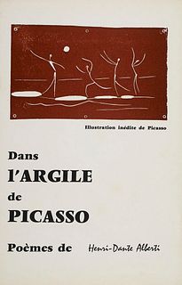 Alberti, Henri-Dante Dans l'Argile de Picasso. Poèmes. Mit dem Porträt des Autors und einem zweifarbigen Linolschnitt von Picasso auf Vorderumschlag. 