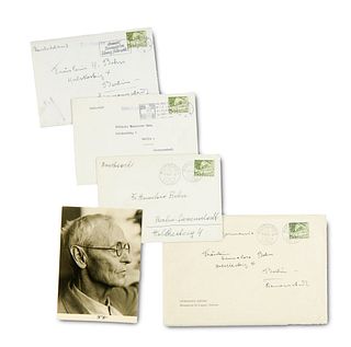 Hesse, Hermann Sammlung von 5 Privat- u. Sonderdrucken, davon 4 in von Hesse eigenhändig adressierten gelaufenen Umschlägen an Hannelore Behn in Berli