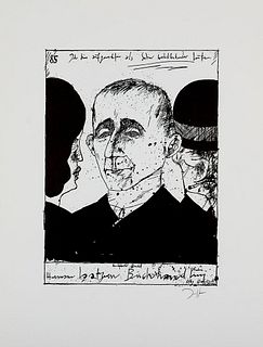 Janssen, Horst 13 Original-Graphiken mit Porträts berühmter Schriftsteller. Um 1967-71. Je Zinkographie auf Velin. Blattmaße je 37 x 28 cm, 1 Bl. besc