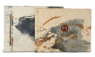   Landschaft (=Janssenbaum II). Mit handkalligraphiertem japanischen Text von Naoko Sakamoto, Farbholzschnittdruck und einer Radierung von Horst Janss