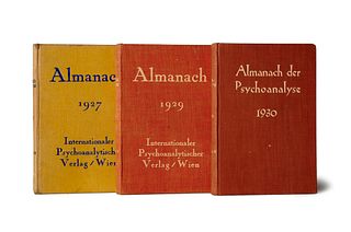   Almanach der Psychoanalyse 1927, 1929 und 1930. 3 Bände. Mit 6 Porträts. Wien, Intern. Psychoanal. Vlg., (1927-30). OLwdbde. (leicht fleckig).