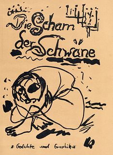 Eckhardt und R. Sandner, Frank Die Scham der Schwäne. Handschriftlicher Text in Serigraphie und OGraphiken in Serigraphie und Holzschnitt. Dresden, (1