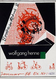 Henne, Wolfgang Bodensatzbuch VI. Mit handschriftlichem Text in Serigraphie von Sebastian Schmidt, Collage, 3 Serigraphien, collagierten Zeichnung, ge