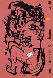 Henne, Wolfgang Bodensatzbuch X. Mit 3 Zeichnungen, 8 Filmzeichnungen, 4 Serigraphien, Geschenkpapier und collagiertem und überzeichnetem handschriftl