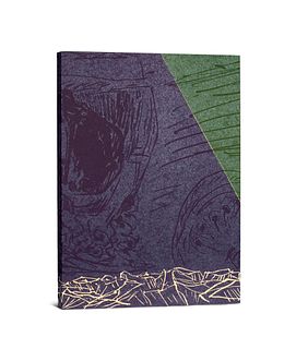   Lineret papir / Liniertes papier. Mit einem Holzschnitt-Umschlag und einem signierten Linolschnitt von Per Kirkeby. 141 S.  8°. Münster, Edition Kle