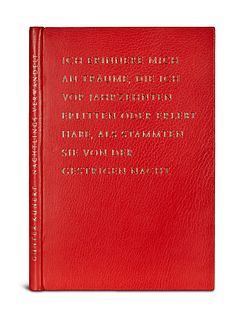 Kunert, Günter Nächtlings verwandelt. Bayreuth, Bear-Press, 2016. 61 S., 1 Bl. 4°. Roter Ganzmaroquin mit goldgepr. Deckeltitel im OPp.-Schuber.