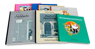   Sammlung von 8 Ausgaben der Presse mit farbigen Linolschnitten von I. und W. Jörg und E. Schönig. 4°. OHLwdbde mit Deckelillustration. Jeweils in 10