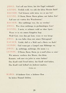 Mell, Max Das Apostelspiel. Mit Titel und Initialen von Anna Simons. München, Verl. der Bremer Presse, 1923. 55 S. 4°. Marmor. OPp. (etw. berieben u. 