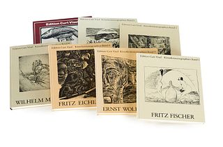   Sammlung von 7 Vorzugsausgaben der Reihe Künstlermonographien. Mit beigelegten OGraphiken bzw. OZeichnungen der jeweiligen Künstler. Memmingen, Edit