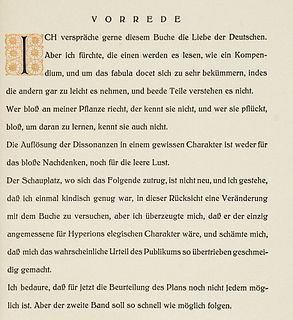 Hölderlin, Friedrich Hyperion oder der Eremit in Griechenland. Textrevision von Franz Zinkernagel. Mit Titeln und Initialen in Gold und Schwarz von F.
