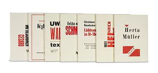   7 Bände der Gemeinschaftseditionen von Oskar Bernhard (Rehlensche Handpresse), Peter Zitzmann (schPeZi-Presse) und Johannes Häfner (ICHverlag Häfner