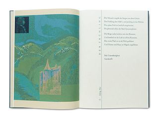 Scardanelli (d.i. F. Hölderlin) Die vier Jahreszeiten. Mit 4 (dppblgr.) farbigen Graphiken von R. Quadflieg. Hamburg, 1996. 55 S., 1 Bl. 4°. Handgebd.