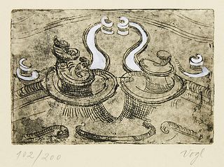 Vogl, Hubert Joseph Deutschmann 1717-87. Zum 200. Todestag. Die Fürstenzeller Atlanten. Mit 12 Zeichnungen (in Offset) und 1 sign. Original-Radierung.