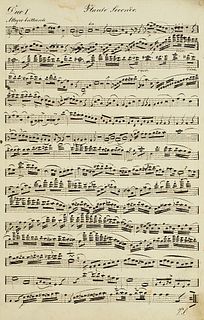   Trois Grands Duos concertans pour Deux Flûtes par Narcisse Rialpo. Flauto Secondo. (Hs. Titel). Notenmanuskript. Um 1820. Fol. Tit., 11 Notenbl. Los