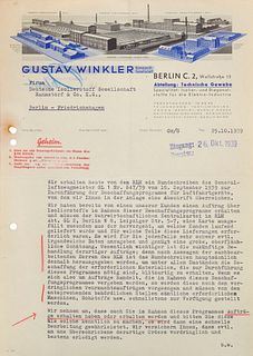   Sammlung von versch. Geschäftsdokumenten die Beschaffung von Isoliermaterial für die Wehrmacht betreffend. Um 1936-1945. Ca. 365 Bl. Versch. Formate