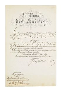   Sammlung von 14 Urkunden, Zeugissen und Dokumenten für den Museumsdirektor, Geheimen Regierungsrat und Schriftsteller August Schricker (1838-1912).