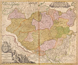   Sammlung von 6 alten Deutschlandkarten. Je teilkolorierter Kupferstich auf Papier. Nürnberg, Johann Baptist Homann, um 1720. Blattmaße je ca. 52 x 6